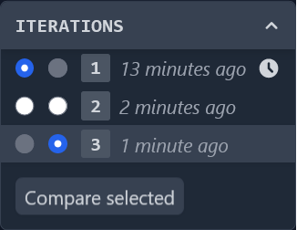 Screenshot of iteration diff UI